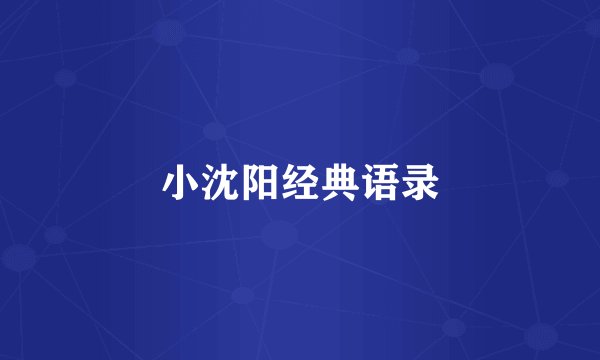 小沈阳经典语录