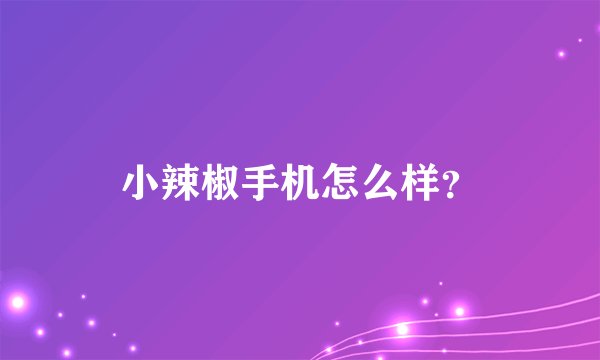 小辣椒手机怎么样？