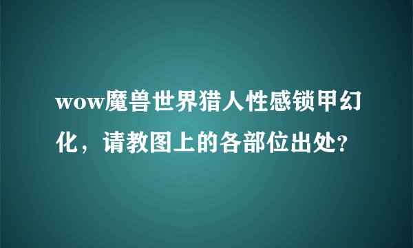 wow魔兽世界猎人性感锁甲幻化，请教图上的各部位出处？