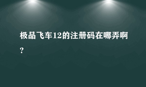 极品飞车12的注册码在哪弄啊？
