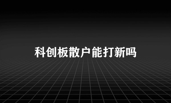 科创板散户能打新吗