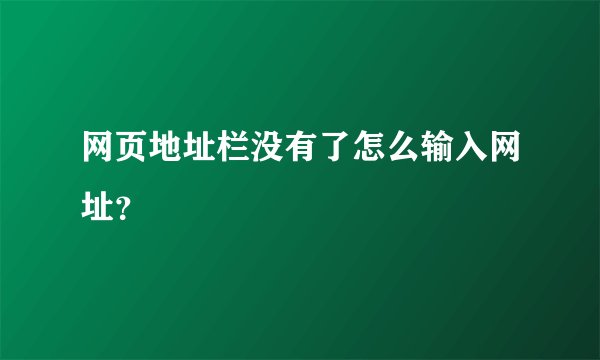 网页地址栏没有了怎么输入网址？
