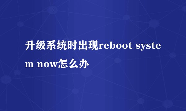 升级系统时出现reboot system now怎么办