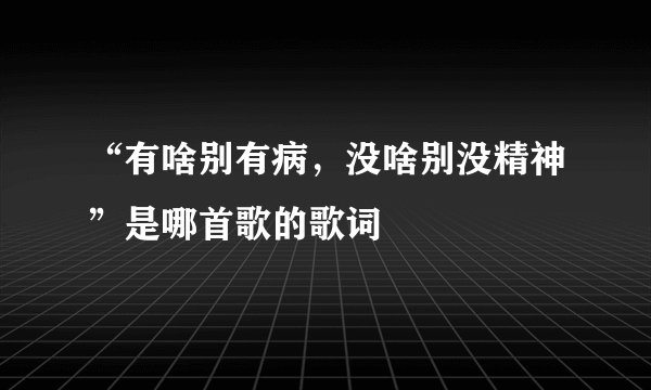 “有啥别有病，没啥别没精神”是哪首歌的歌词