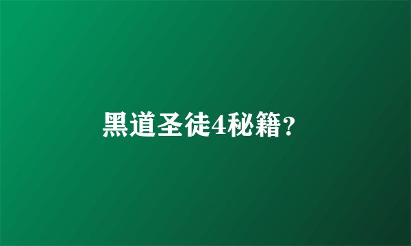 黑道圣徒4秘籍？