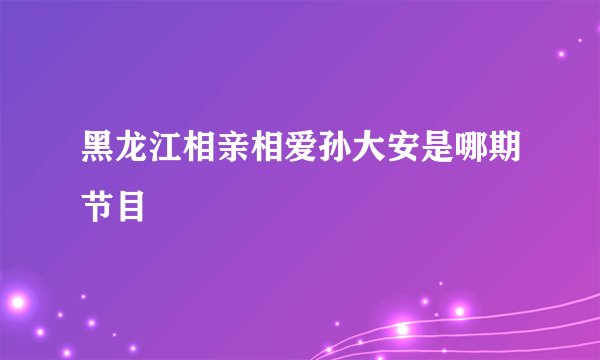黑龙江相亲相爱孙大安是哪期节目