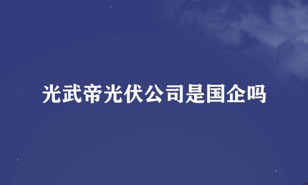 光武帝光伏公司是国企吗