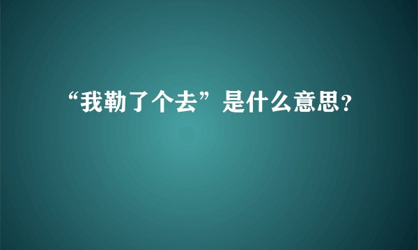 “我勒了个去”是什么意思？