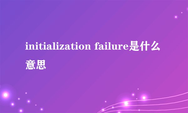 initialization failure是什么意思