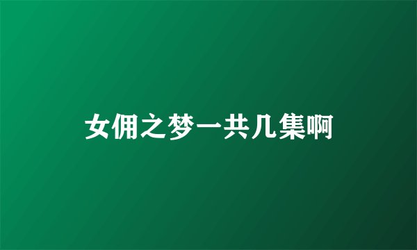 女佣之梦一共几集啊