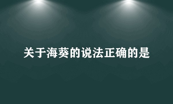 关于海葵的说法正确的是