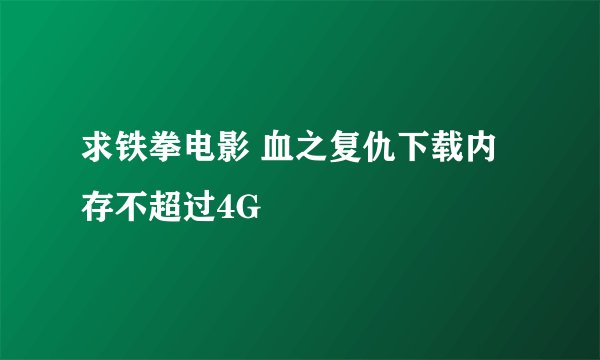 求铁拳电影 血之复仇下载内存不超过4G