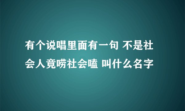 有个说唱里面有一句 不是社会人竟唠社会嗑 叫什么名字