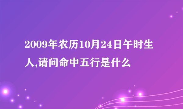 2009年农历10月24日午时生人,请问命中五行是什么
