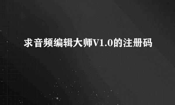 求音频编辑大师V1.0的注册码