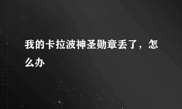 我的卡拉波神圣勋章丢了，怎么办