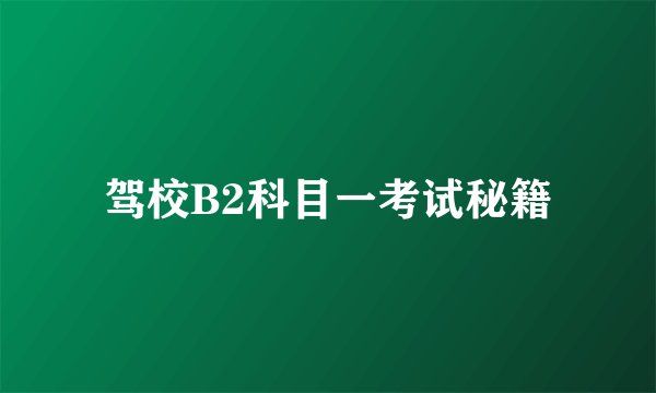 驾校B2科目一考试秘籍