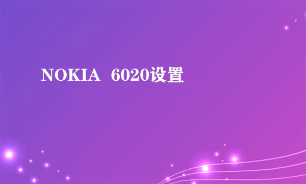 NOKIA  6020设置