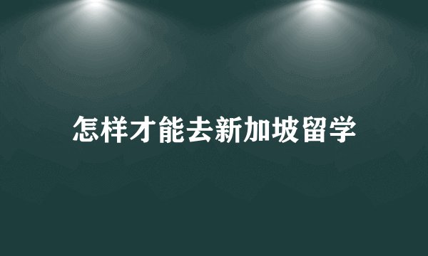 怎样才能去新加坡留学