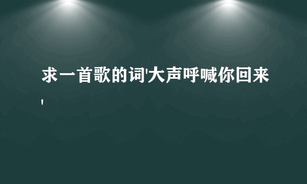 求一首歌的词'大声呼喊你回来'