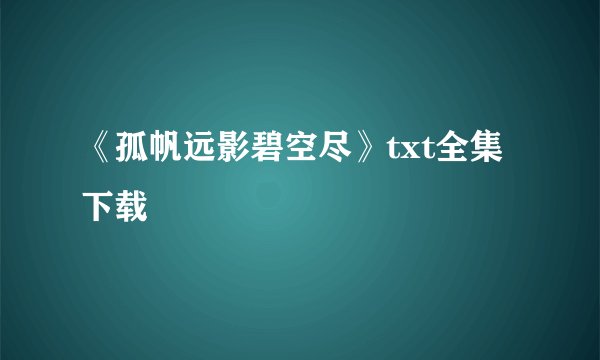 《孤帆远影碧空尽》txt全集下载