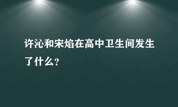 许沁和宋焰在高中卫生间发生了什么？