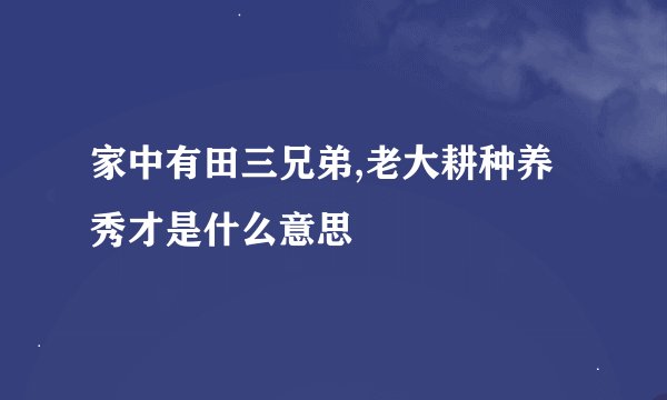家中有田三兄弟,老大耕种养秀才是什么意思