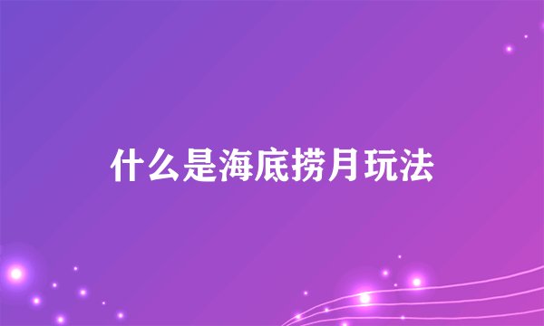 什么是海底捞月玩法