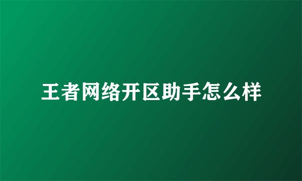 王者网络开区助手怎么样