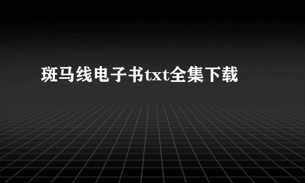 斑马线电子书txt全集下载