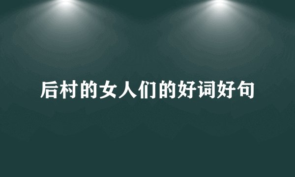 后村的女人们的好词好句