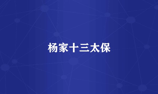 杨家十三太保