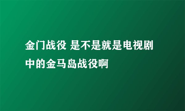 金门战役 是不是就是电视剧中的金马岛战役啊