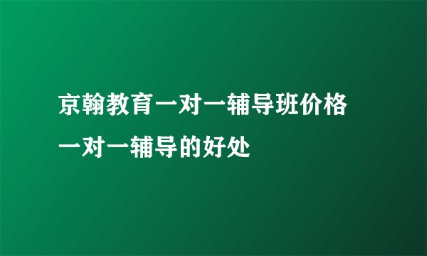 京翰教育一对一辅导班价格 一对一辅导的好处