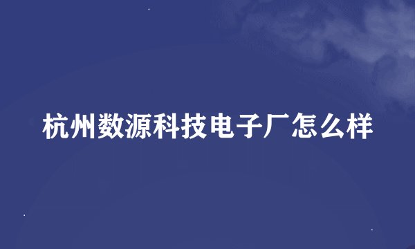 杭州数源科技电子厂怎么样