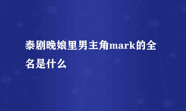泰剧晚娘里男主角mark的全名是什么