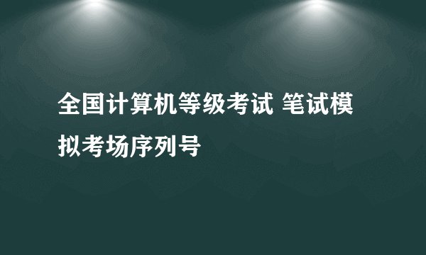 全国计算机等级考试 笔试模拟考场序列号