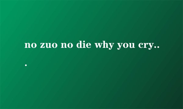 no zuo no die why you cry 的下一句是什么，求多版本