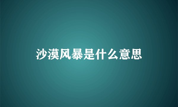 沙漠风暴是什么意思