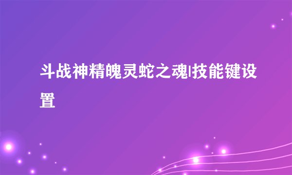 斗战神精魄灵蛇之魂|技能键设置