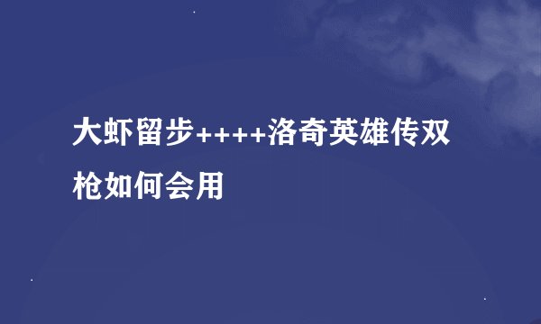 大虾留步++++洛奇英雄传双枪如何会用