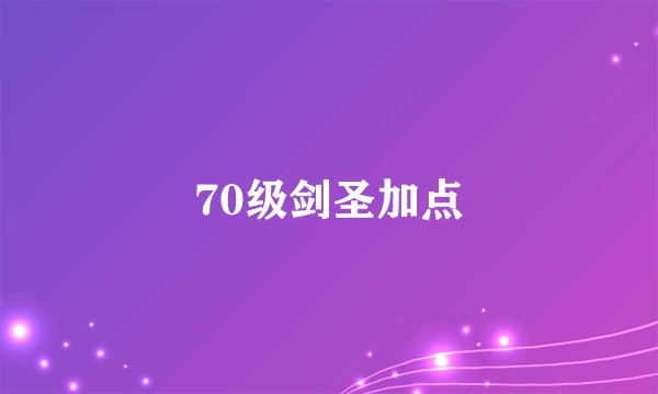 70级剑圣加点
