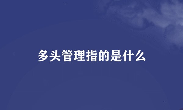 多头管理指的是什么