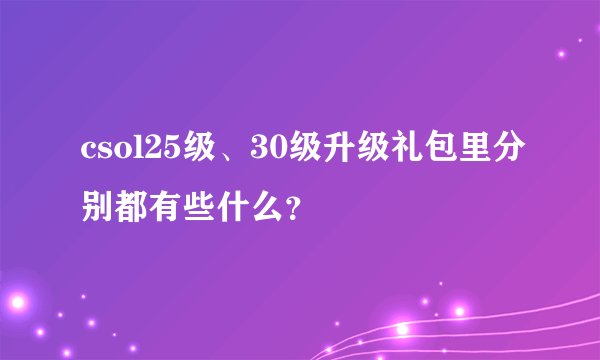 csol25级、30级升级礼包里分别都有些什么？