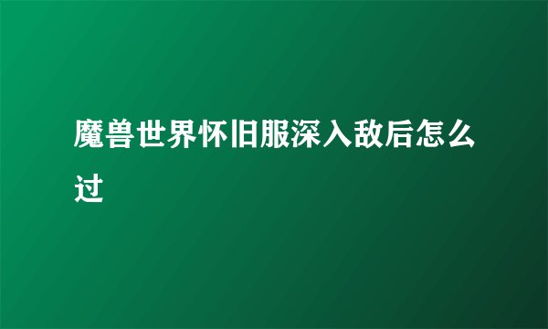 魔兽世界怀旧服深入敌后怎么过