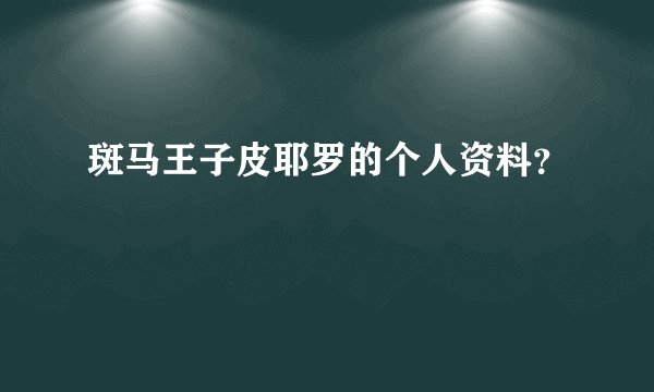 斑马王子皮耶罗的个人资料？