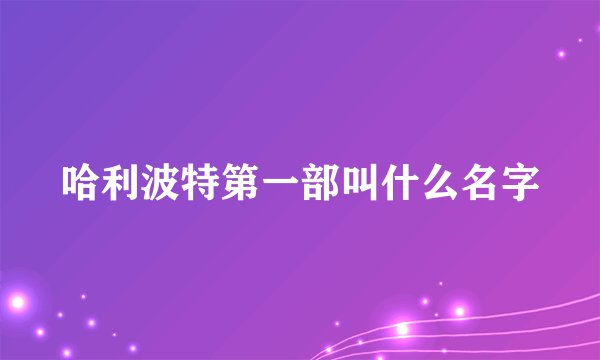 哈利波特第一部叫什么名字