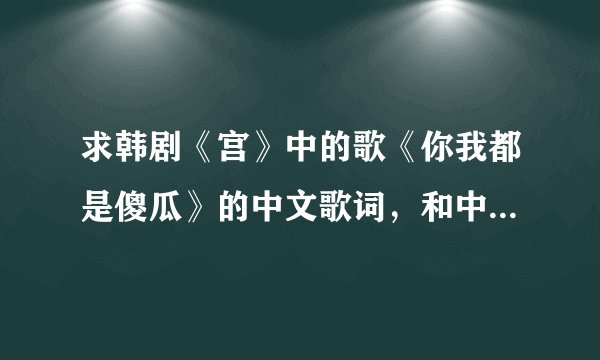 求韩剧《宫》中的歌《你我都是傻瓜》的中文歌词，和中文翻唱歌曲的链接地？