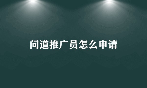 问道推广员怎么申请