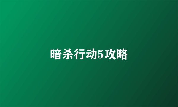 暗杀行动5攻略